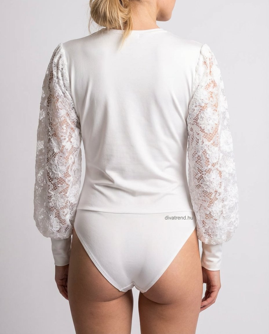 olasz női body hosszú ujjú V nyakú