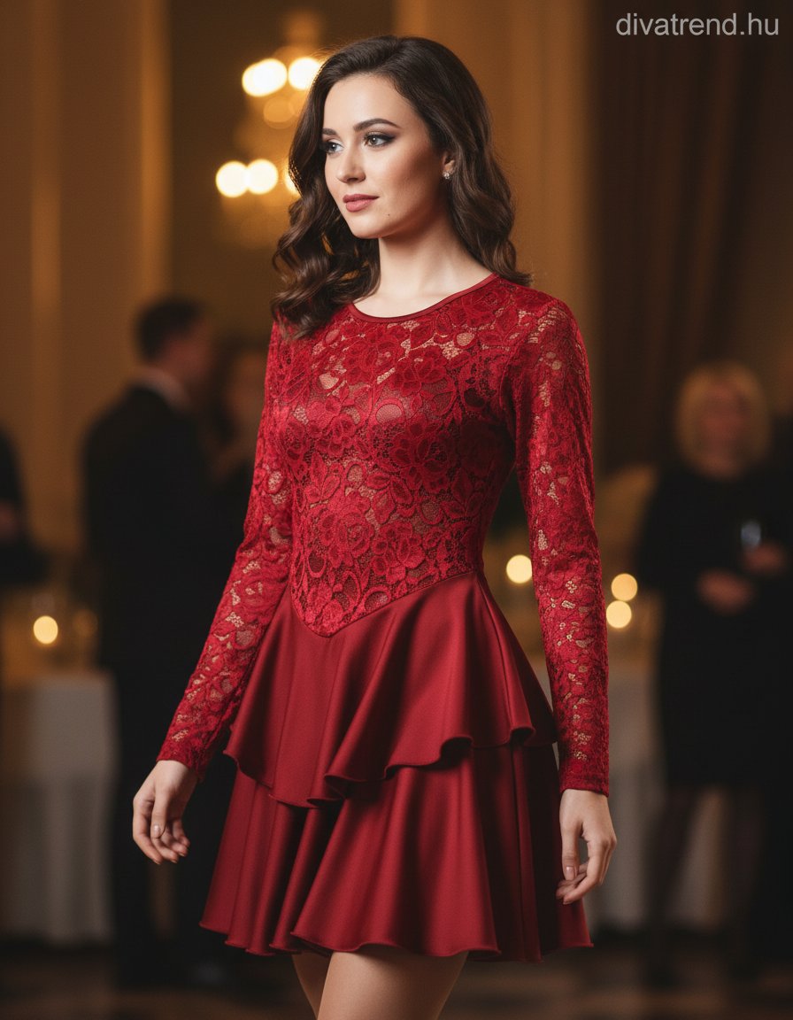 olasz női ruha hosszú ujjú kerek nyakú mini