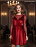 olasz női ruha hosszú ujjú kerek nyakú térd