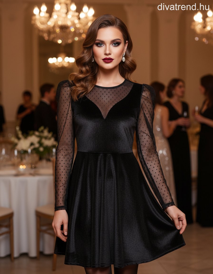 olasz női ruha hosszú ujjú kerek nyakú térd