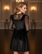 olasz női ruha hosszú ujjú kerek nyakú térd