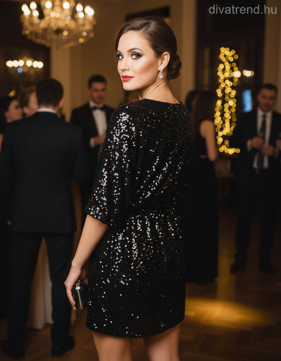 női flitteres overál ruha mini hátulról