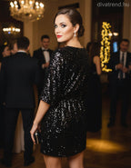 női flitteres overál ruha mini hátulról