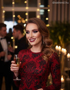 Kikiriki női mintás felső hosszú ujjú alakhangsúlyozó kerek nyakú