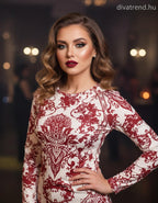 Kikiriki női mintás felső hosszú ujjú alakhangsúlyozó kerek nyakú