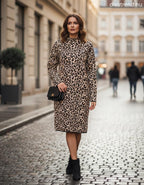 Lissimo női kötött ruha hosszú ujjú magas nyakú térd