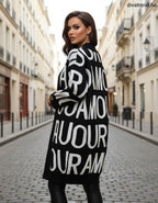 Lissimo női mintás kötött ruha hosszú ujjú V nyakú térd