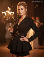 olasz női overál hosszú ujjú rövid V nyakú