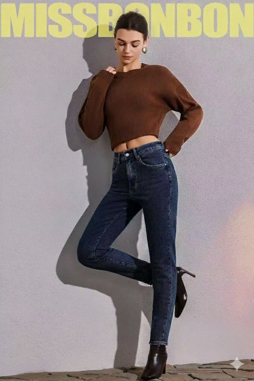 sötétkék női farmer skinny