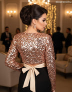 olasz női felső hosszú ujjú kerek nyakú