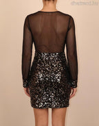 olasz női ruha hosszú ujjú V nyakú mini