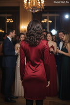 olasz női ruha hosszú ujjú V nyakú térd