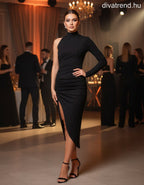 Kikiriki női ruha hosszú ujjú alakhangsúlyozó magas nyakú maxi