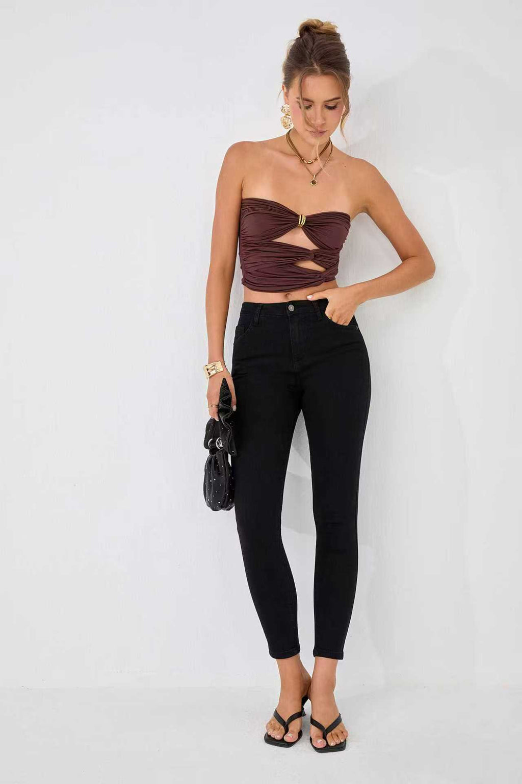 fekete Adoro női farmer skinny