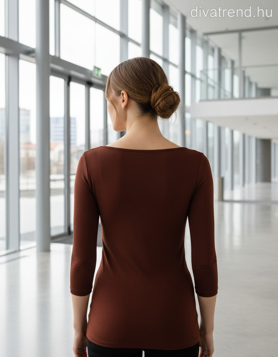 Kikiriki női felső 3/4 ujjú csónak nyakú hátulról