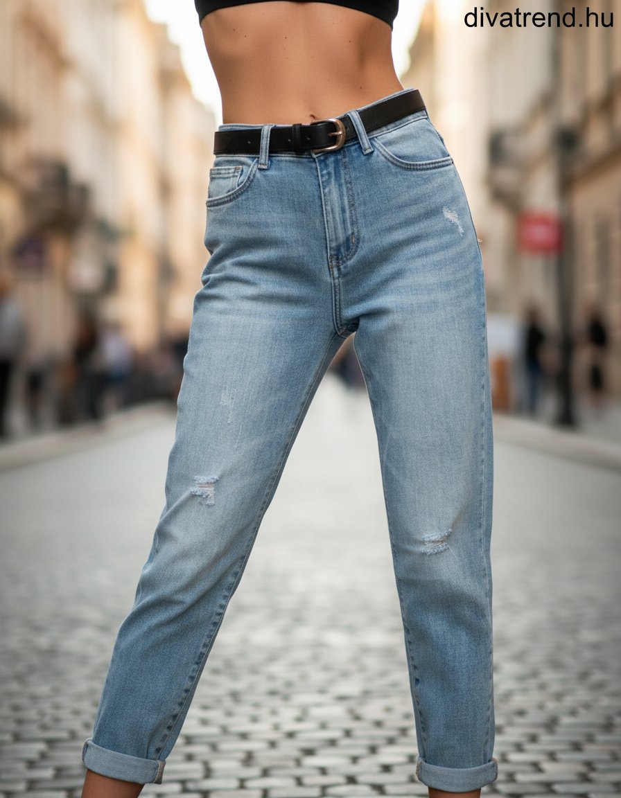 kék Adoro női farmer mom fit