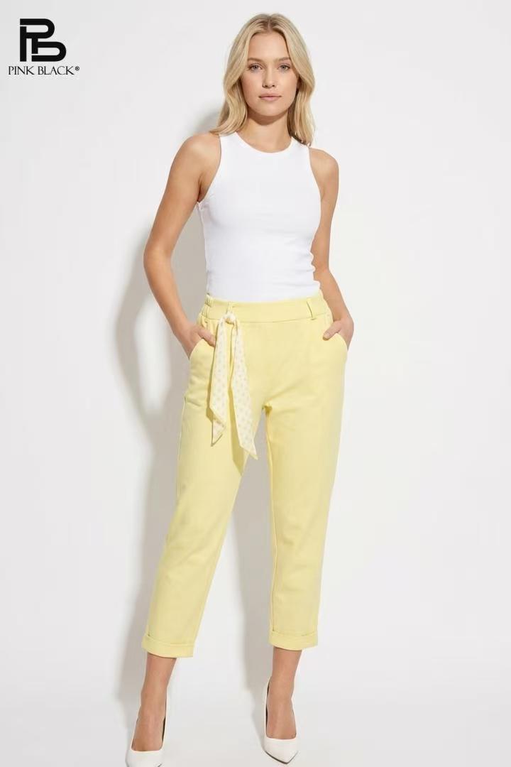 sárga elegáns női pamut chino nadrág
