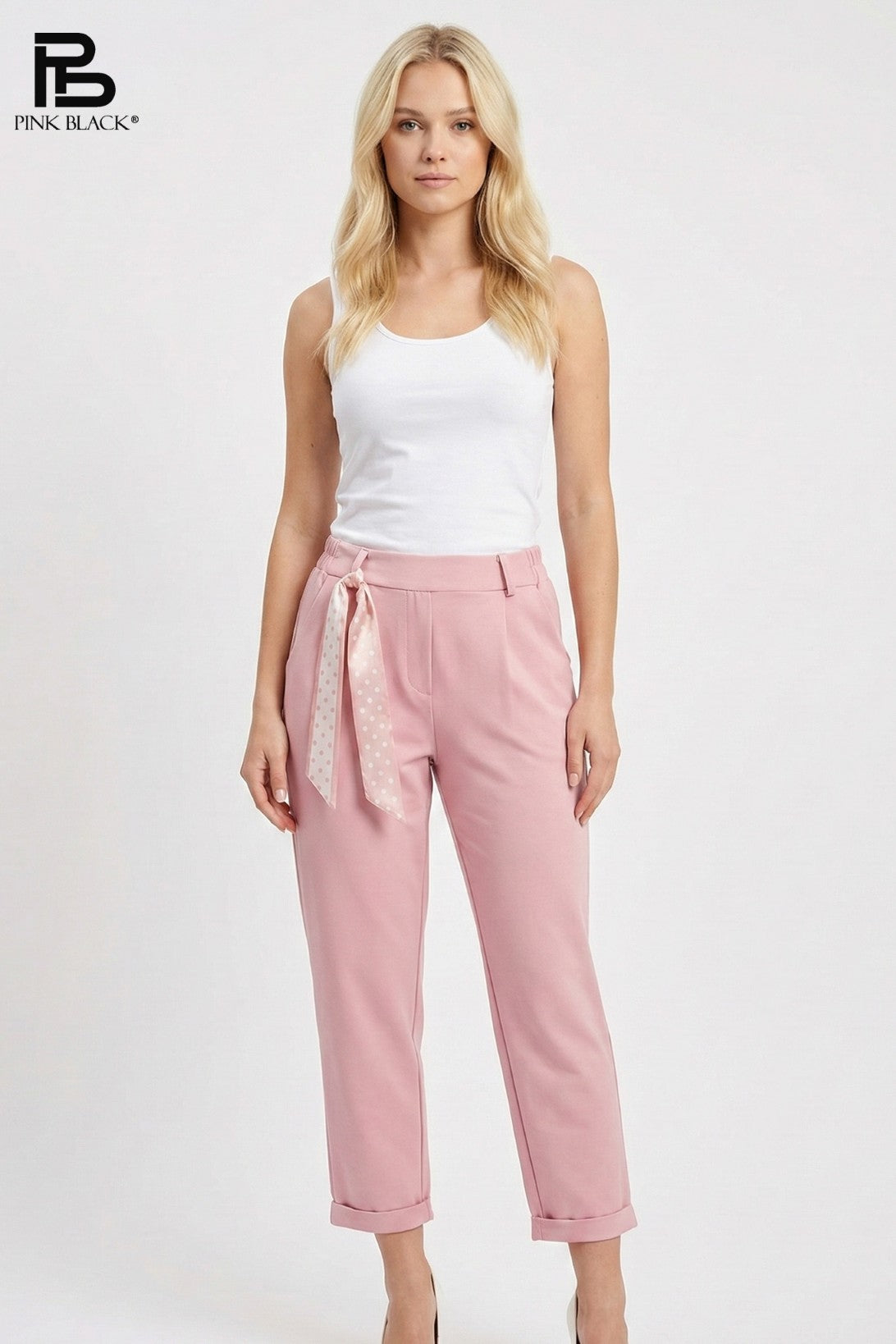 pink elegáns női pamut chino nadrág