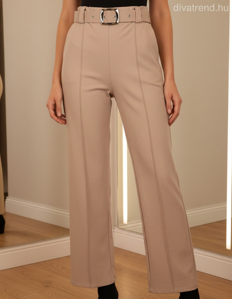 bézs közép bő szárú nadrág
