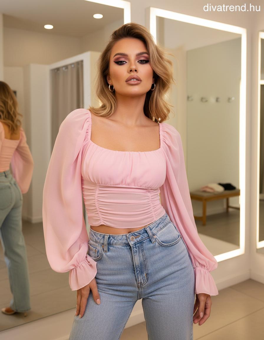 pink világos női sifon felső