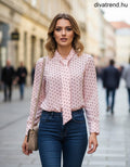pink világos pöttyös női sifon ing