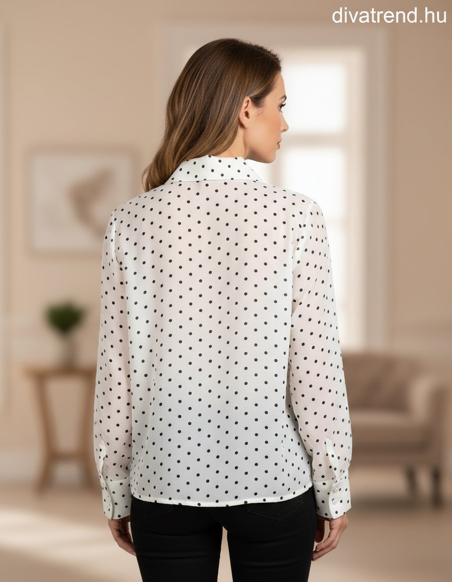 pöttyös női sifon ing hátulról