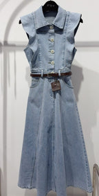 kék maxi farmer ruha