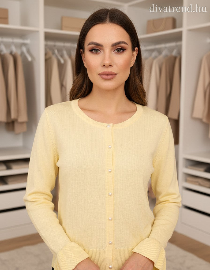 sárga női vékony kötött kardigán