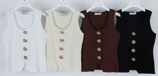 női kötött mellény arany gombos színvariánsok