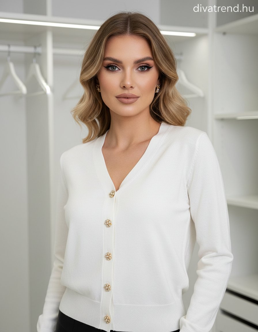 fehér női vékony kötött kardigán