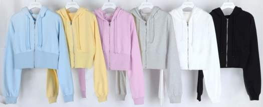 női kapucnis crop pulóver színvariánsok