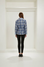 kockás átlapolt blúz