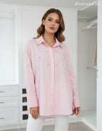 pink világos női köves oversize pamut ing