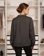 női pöttyös szatén ing hátulról