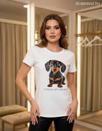 fehér mintás női pamut póló