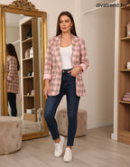 pink világos kockás blézer