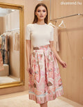 pink világos mintás szatén midi szoknya