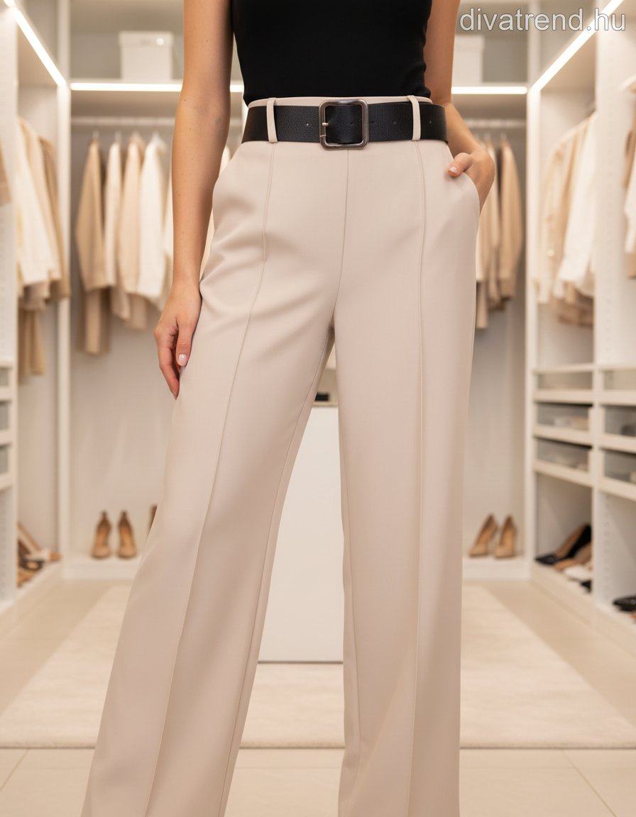 bézs bő szárú nadrág