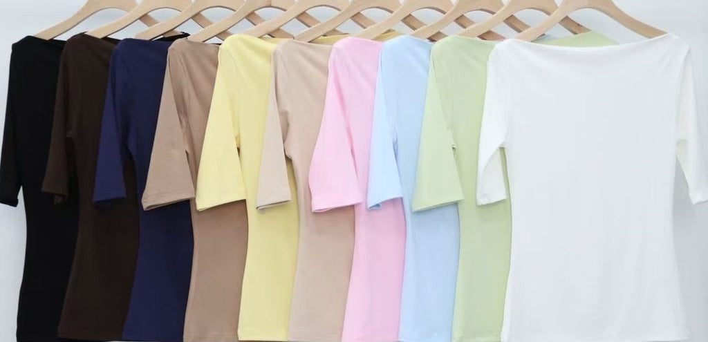 női pamut póló 3/4 ujjú színvariánsok