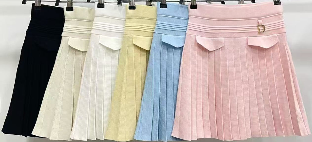 pliszírozott kötött miniszoknya színvariánsok