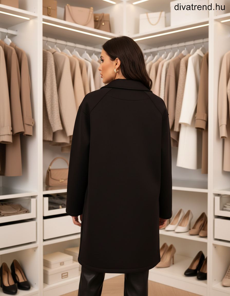 női kabát scuba anyagból hátulról