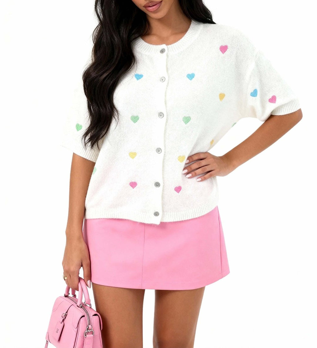 fehér női kardigán 3/4 ujjú, mintás