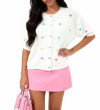 fehér női kardigán 3/4 ujjú, mintás