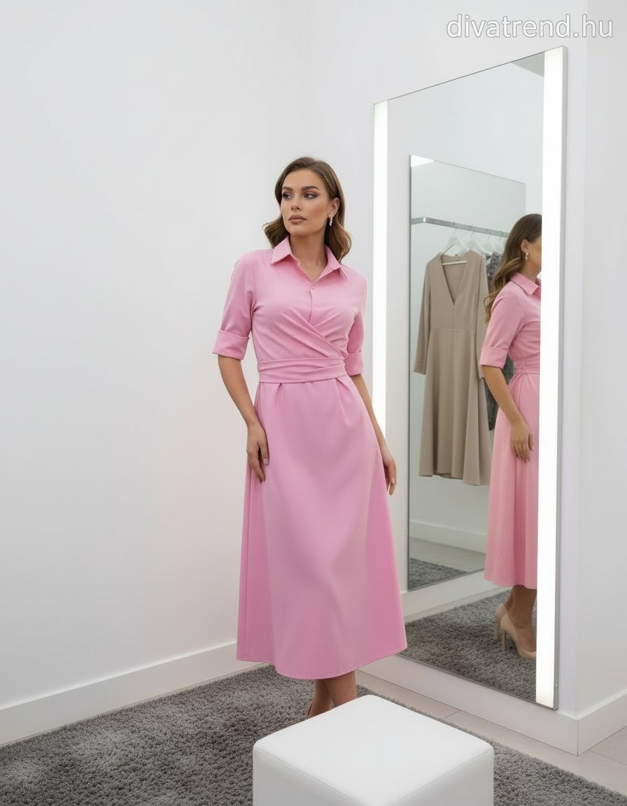 pink pamut midi ruha