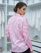 női szatén ing vastag csíkos hátulról