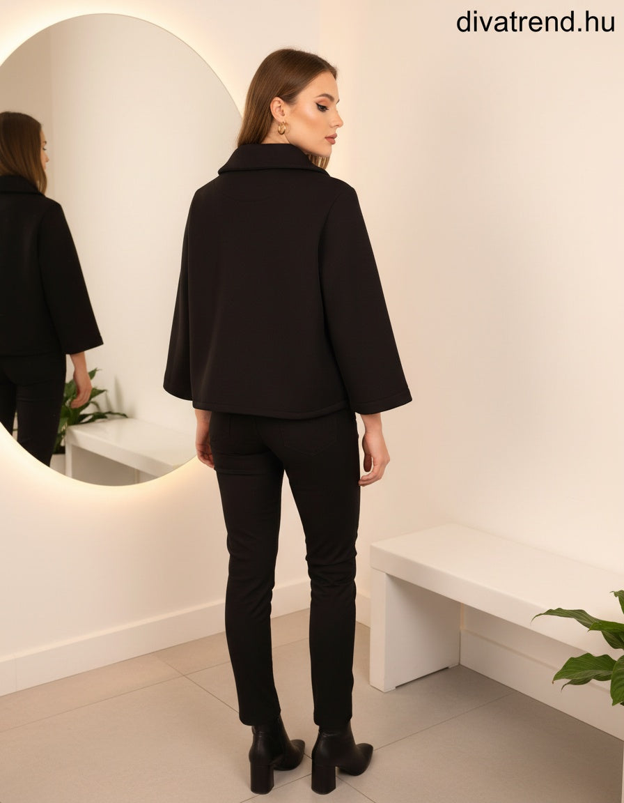 női rövid kabát scuba anyagból hátulról