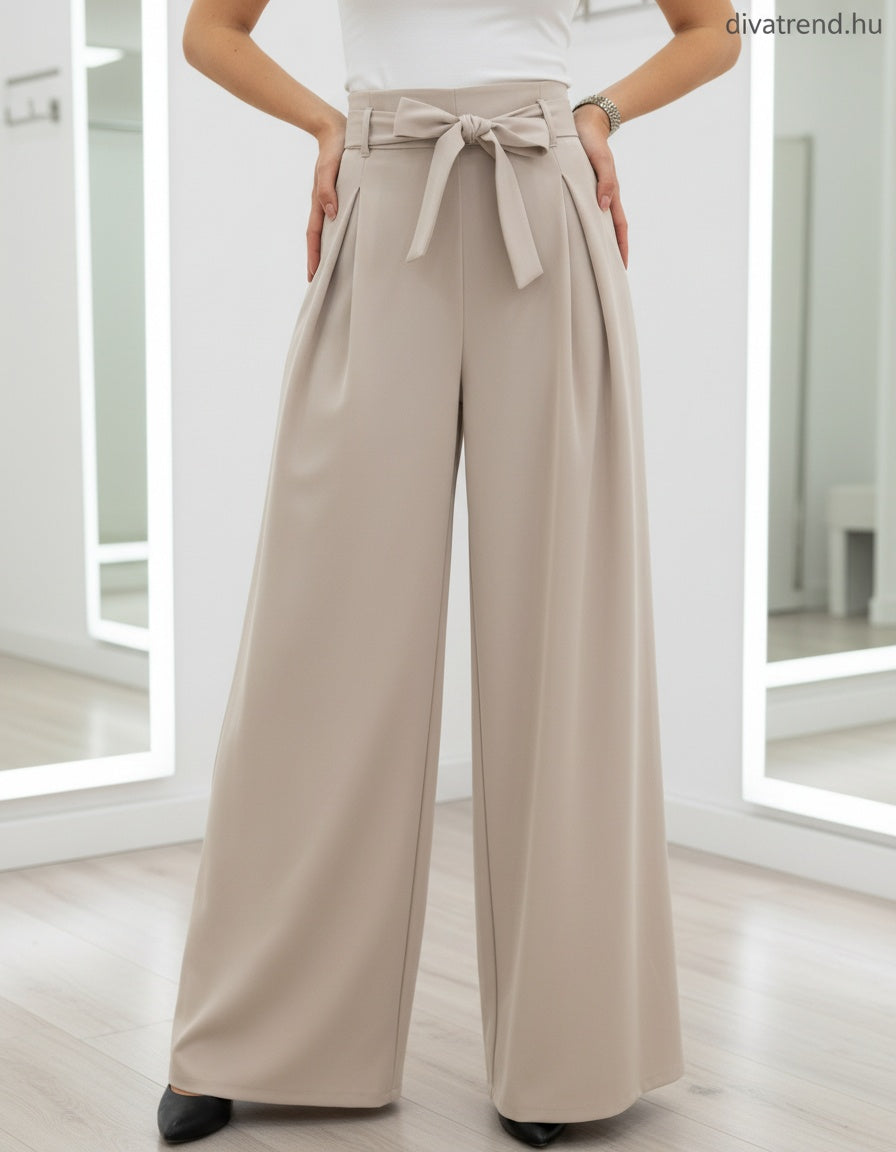bézs bő szárú nadrág