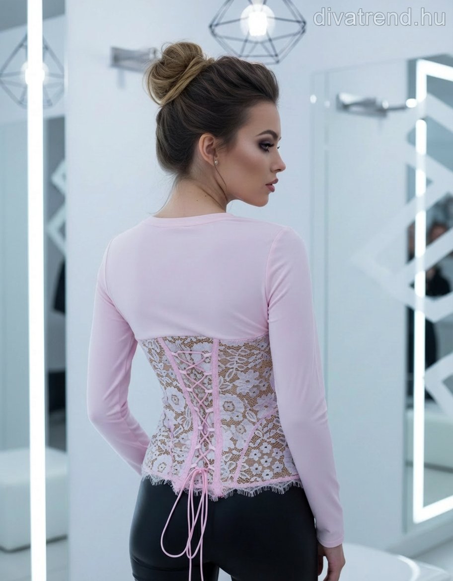 csipkebetétes fűző stílusú felső hátulról