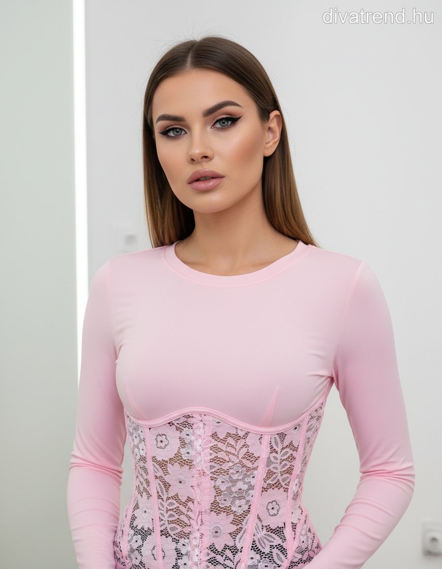 pinklight csipkebetétes fűző stílusú felső