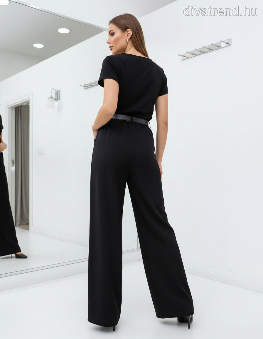 bő szárú szövetnadrág övvel hátulról